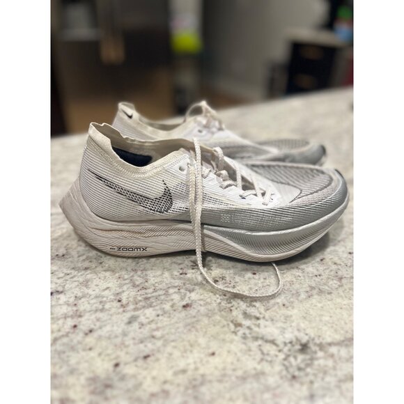 Nike ZOOMX VAPORFLY NEXT% 2 'WHITE METALLIC SILVER' Shoes - Size 8.5 - Picture 2 of 7